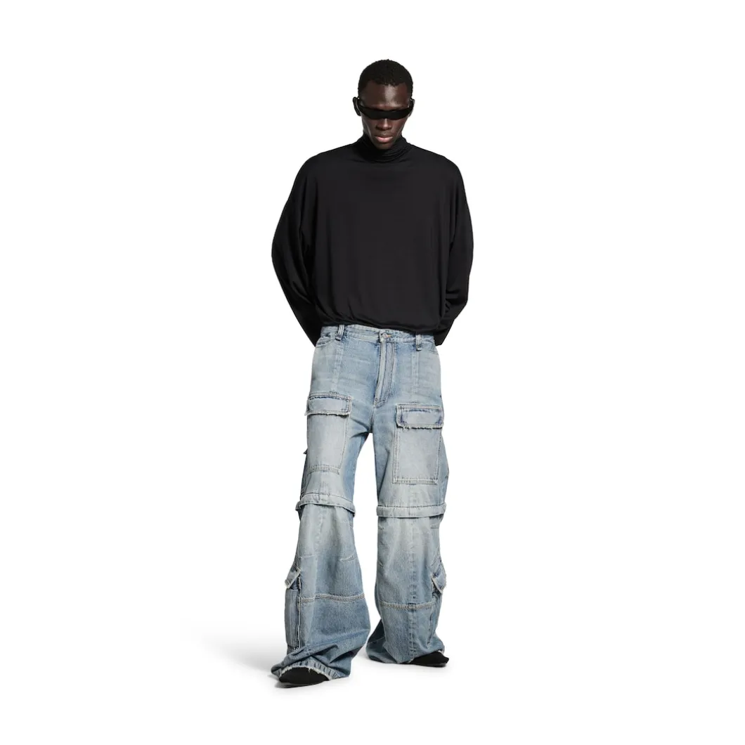 Women's Flared Cargo Pants in Blue