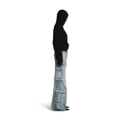 Women's Flared Cargo Pants in Blue