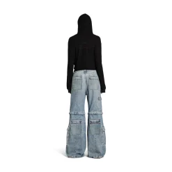 Women's Flared Cargo Pants in Blue