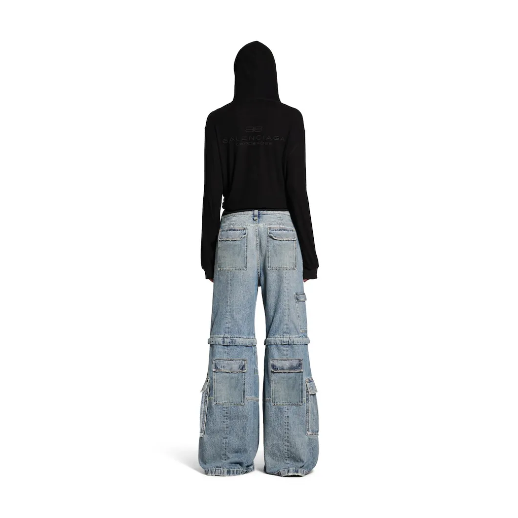 Women's Flared Cargo Pants in Blue