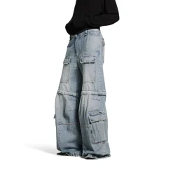 Women's Flared Cargo Pants in Blue