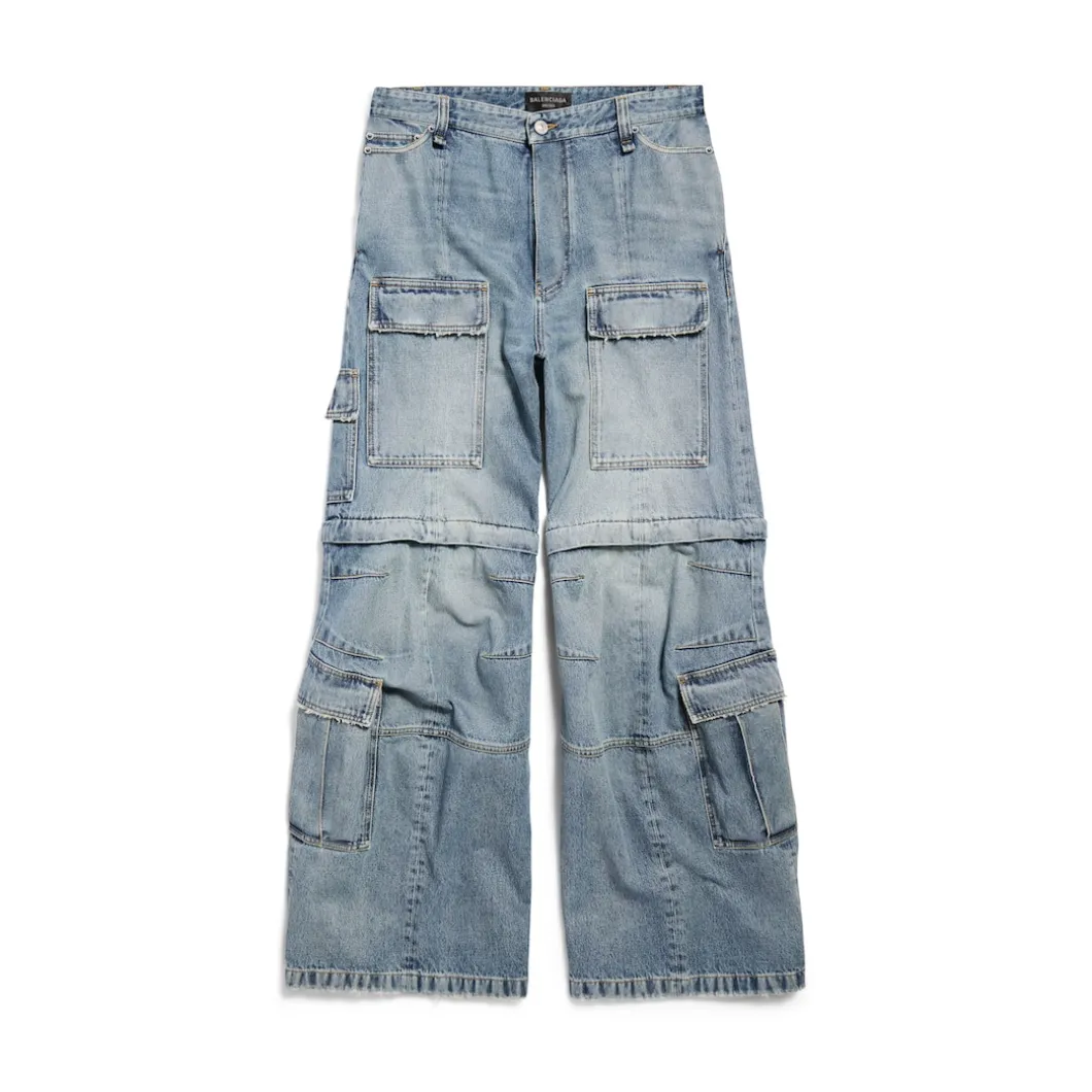 Women's Flared Cargo Pants in Blue