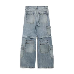 Women's Flared Cargo Pants in Blue