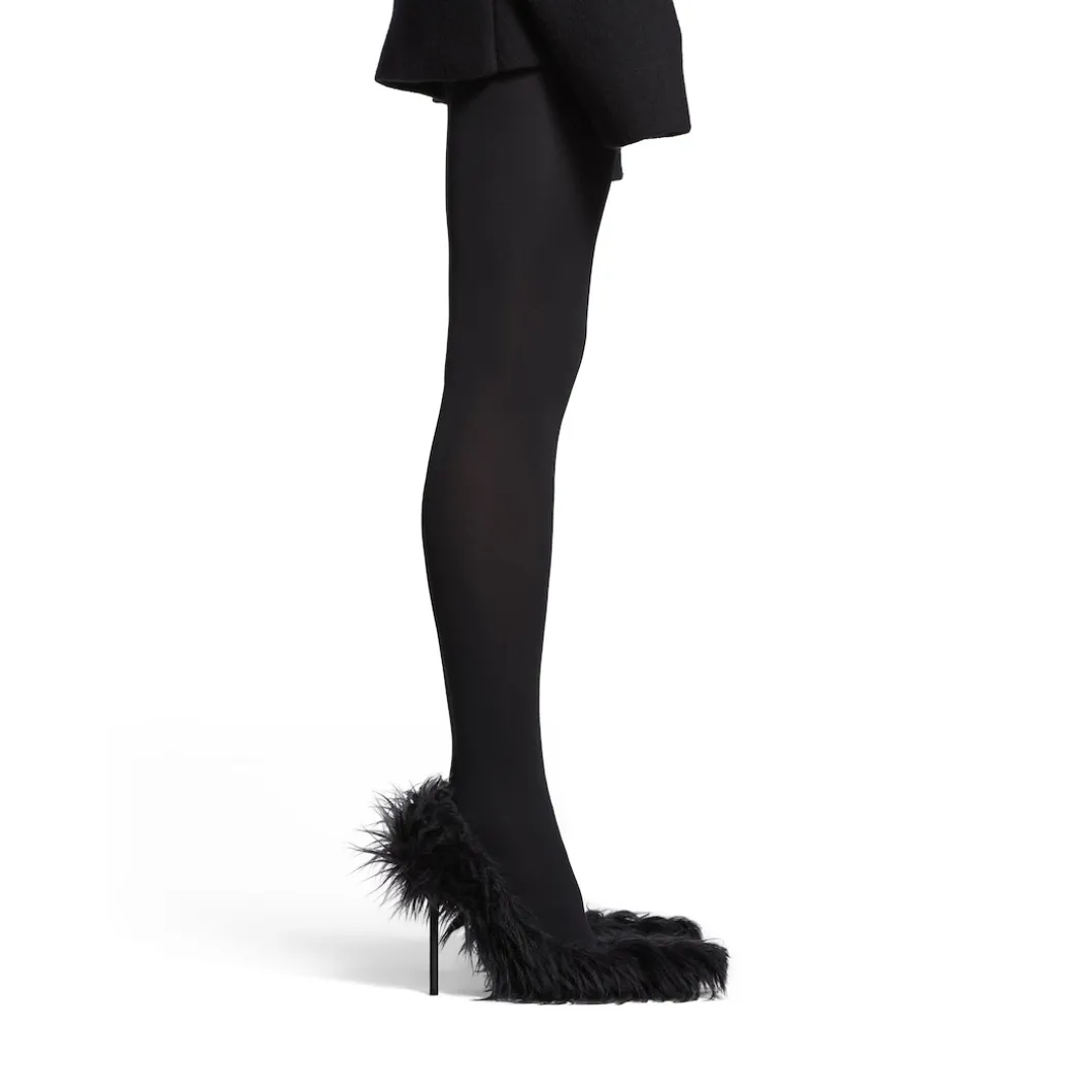 Women's Flex Fur 110mm Pump in Black