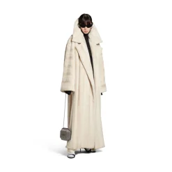 Women's High Collar Coat in Light Beige