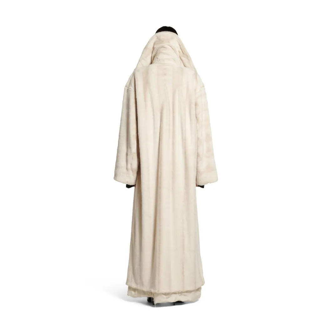 Women's High Collar Coat in Light Beige