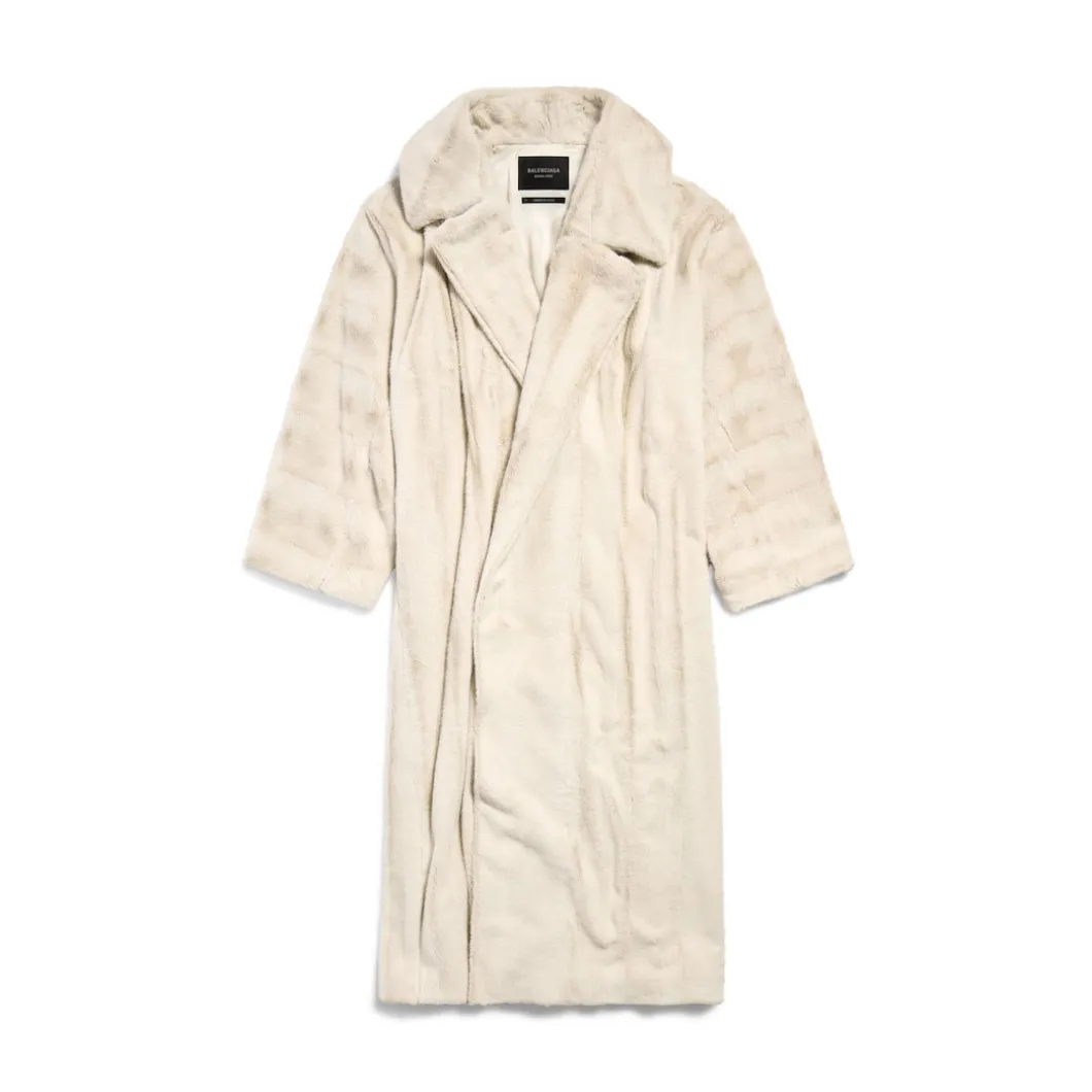 Women's High Collar Coat in Light Beige