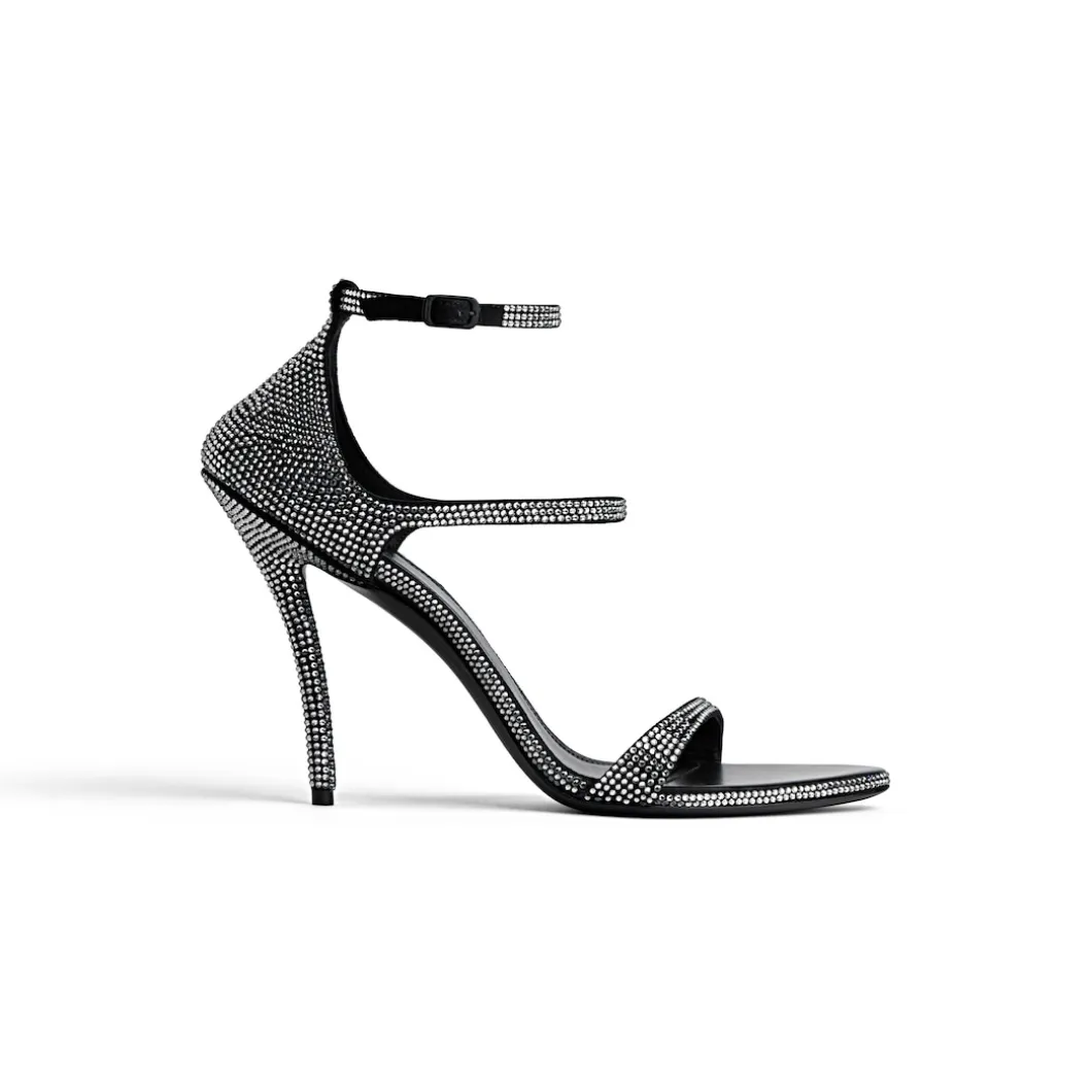 Women's Honey 110mm Sandal With Rhinestones in Black/grey