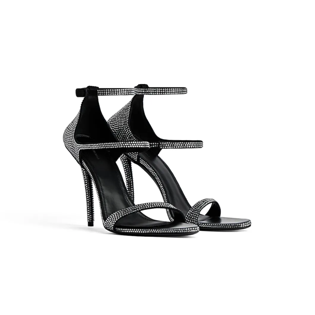 Women's Honey 110mm Sandal With Rhinestones in Black/grey