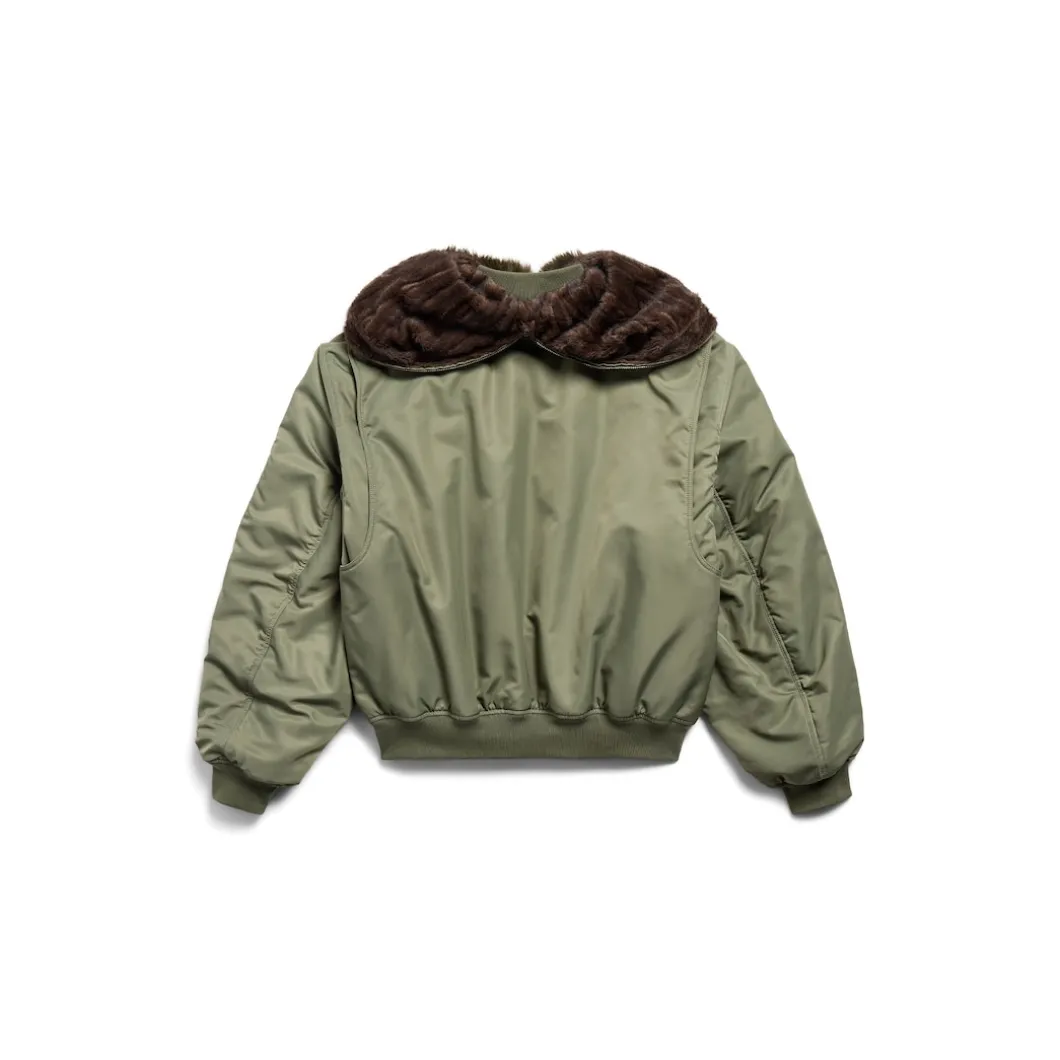 Women's Hooded Bomber Jacket in Khaki