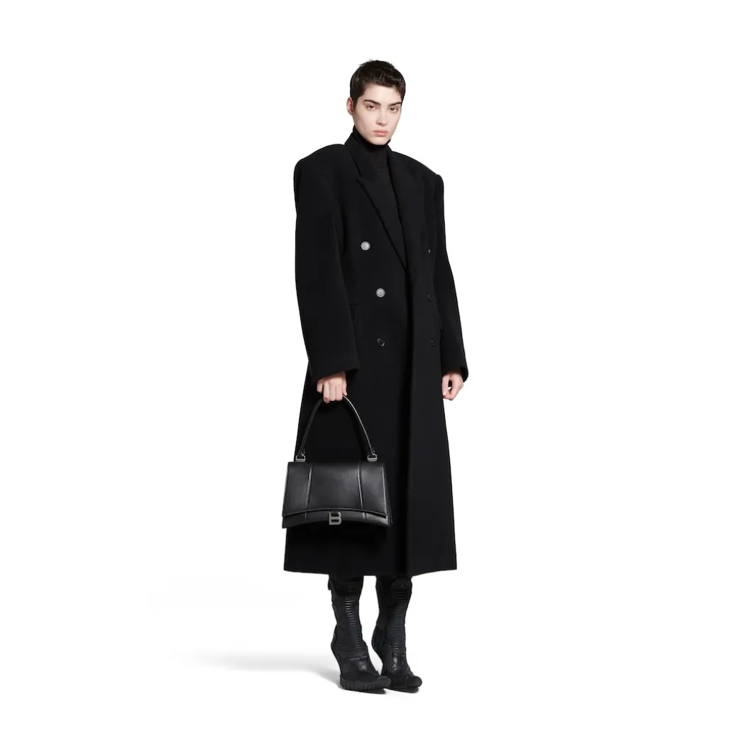 Women's Hourglass Hinge Medium Handbag in Black