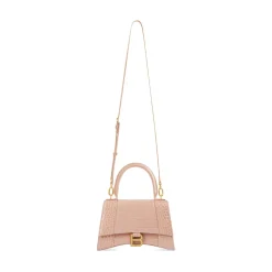 Women's Hourglass Small Handbag Crocodile Embossed in Nude