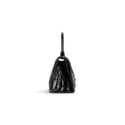 Women's Hourglass Small Handbag Crushed Effect  in Black
