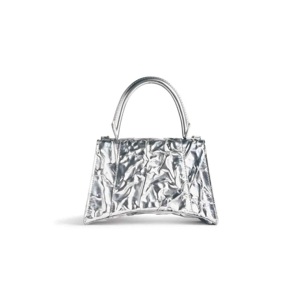 Women's Hourglass Small Handbag Crushed Effect in Silver