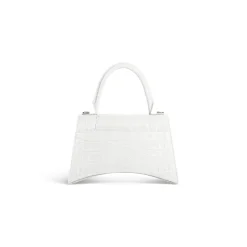 Women's Hourglass Small Handbag Crocodile Embossed in White