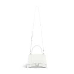 Women's Hourglass Small Handbag Crocodile Embossed in White