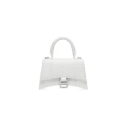 Women's Hourglass Small Handbag Crocodile Embossed in White