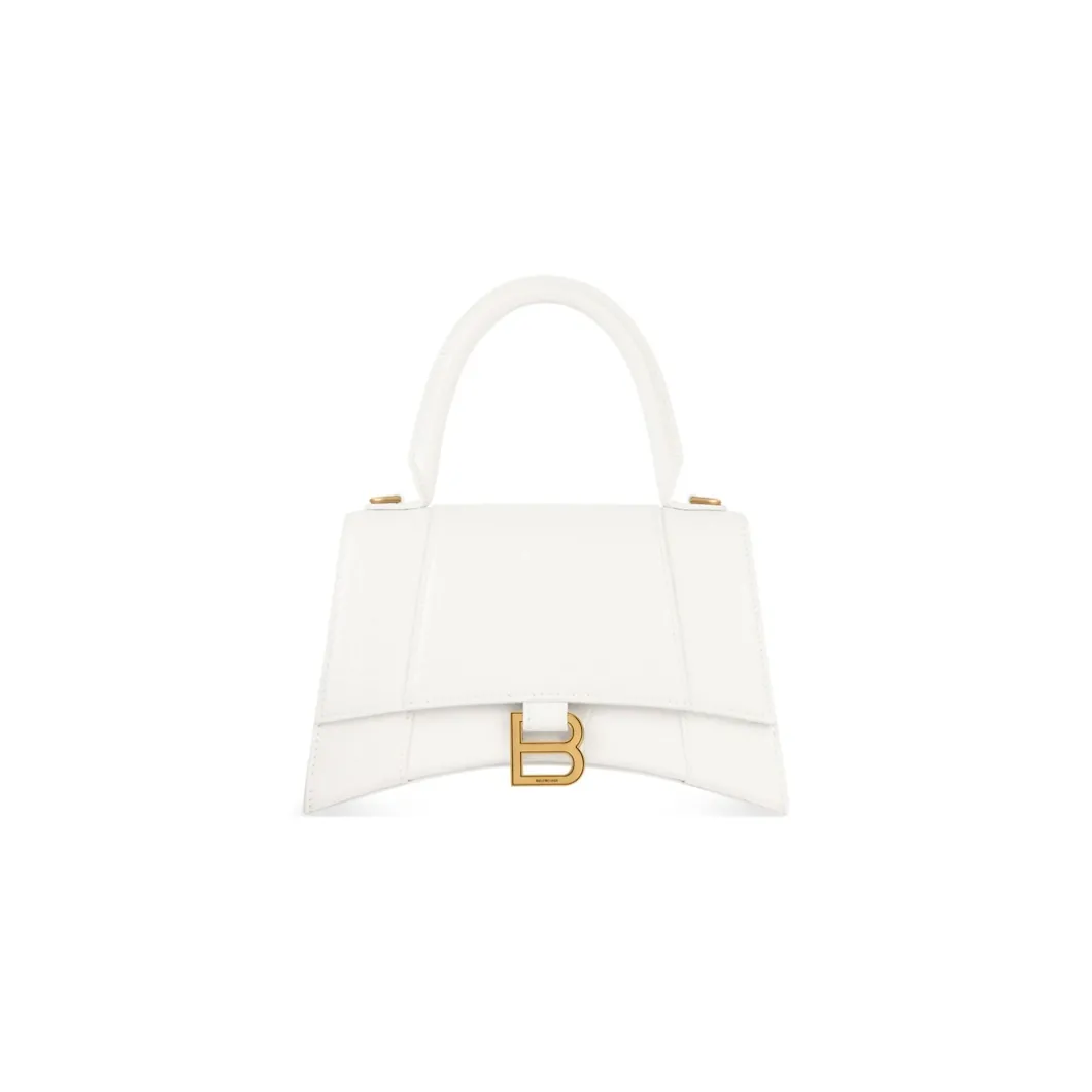 Women's Hourglass Small Handbag Crocodile Embossed in White