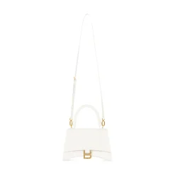 Women's Hourglass Small Handbag Crocodile Embossed in White