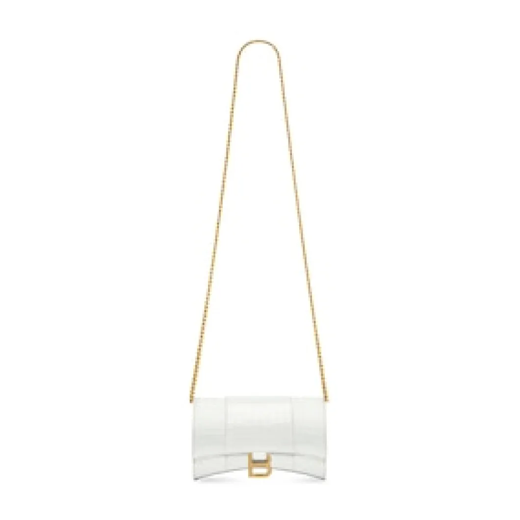 Women's Hourglass Small Handbag Crocodile Embossed in White