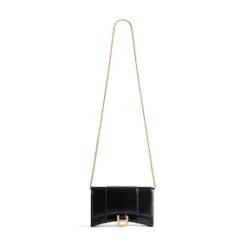 Women's Hourglass Wallet On Chain Box in Black