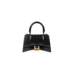 Women's Hourglass Wallet On Chain Crocodile Embossed in Black