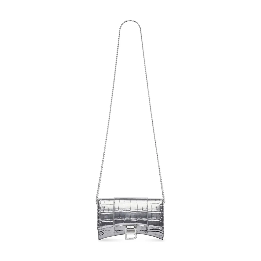 Women's Hourglass Wallet On Chain in Silver