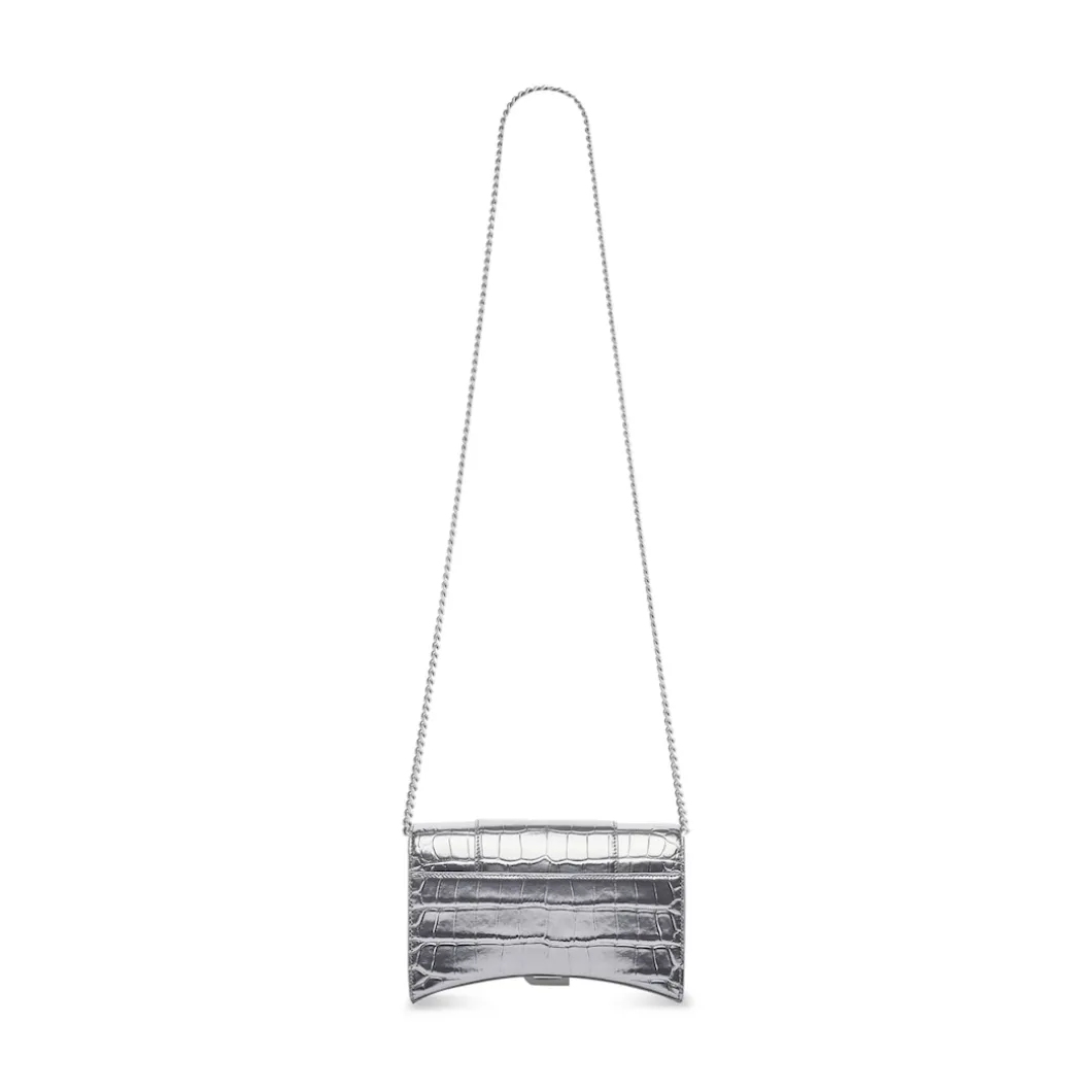 Women's Hourglass Wallet On Chain in Silver