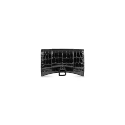 Women's Hourglass Wallet On Chain Crocodile Embossed in Black