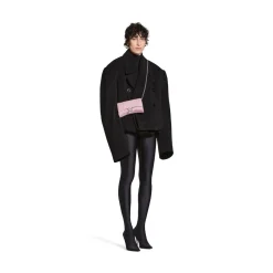 Women's Hourglass Wallet On Chain Crocodile Embossed in Pink