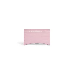 Women's Hourglass Wallet On Chain Crocodile Embossed in Pink