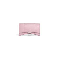 Women's Hourglass Wallet On Chain Crocodile Embossed in Pink
