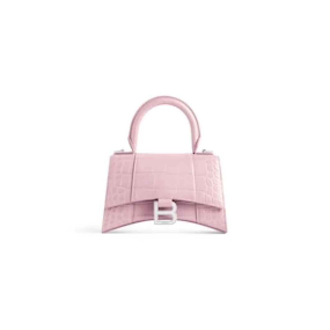 Women's Hourglass Wallet On Chain Crocodile Embossed in Pink