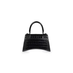 Women's Hourglass Xs Handbag Crocodile Embossed in Black