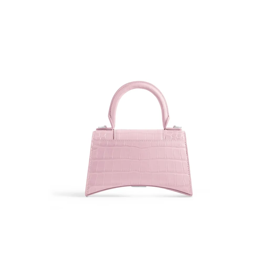 Women's Hourglass Xs Handbag Crocodile Embossed in Pink