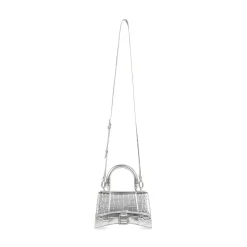 Women's Hourglass Xs Handbag Crocodile Embossed in Silver