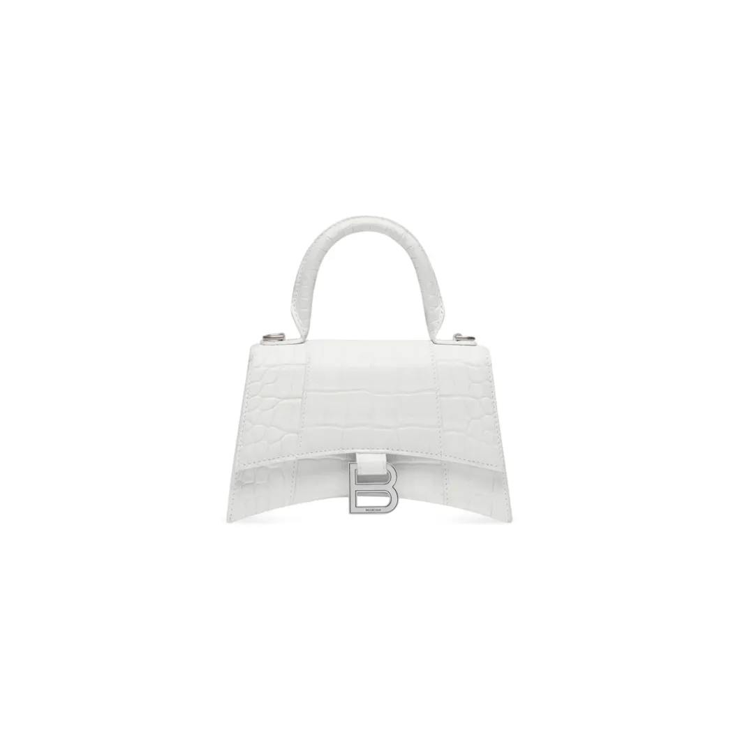Women's Hourglass Xs Handbag Crocodile Embossed in White