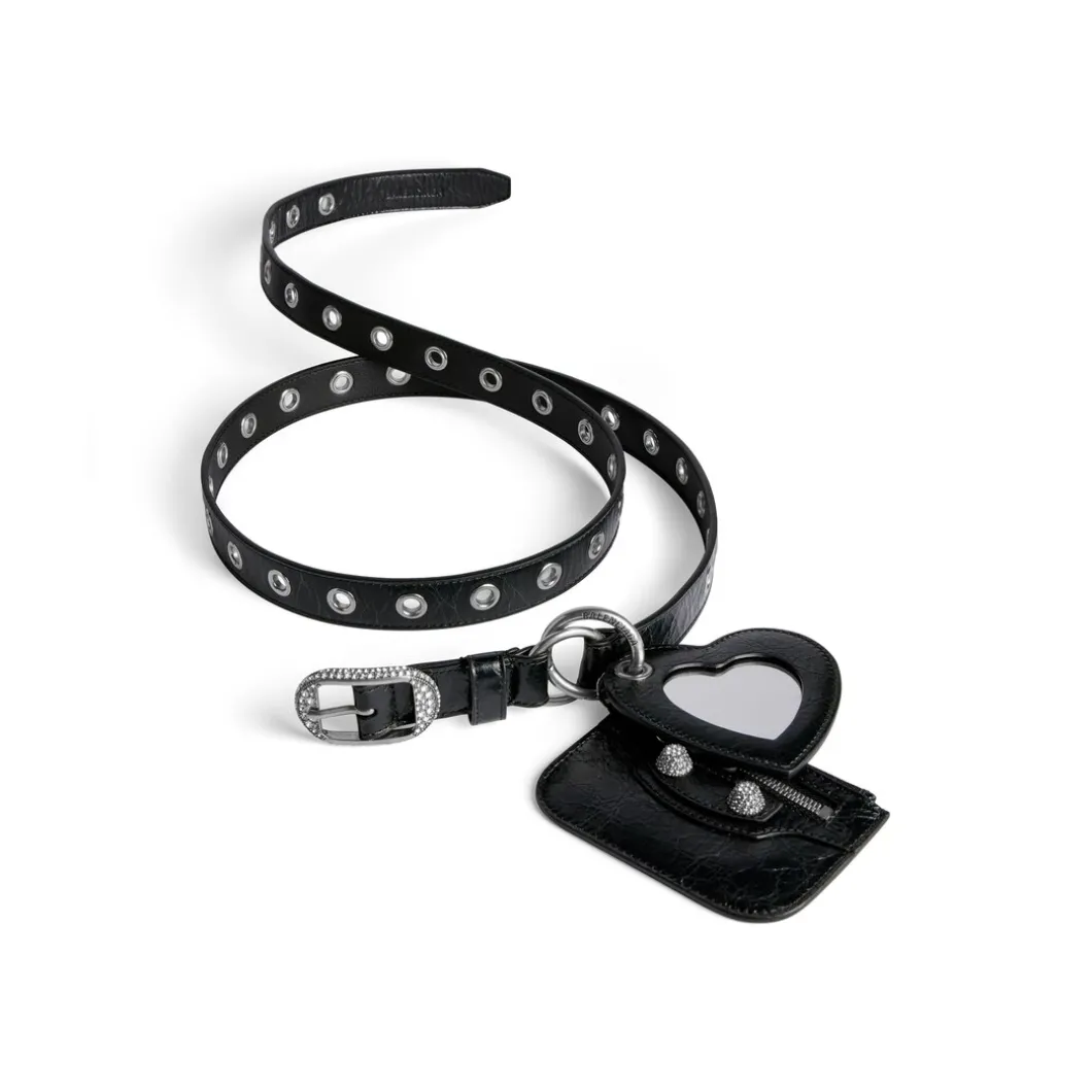 Women's Le Cagole Charms Belt With Rhinestones in Black