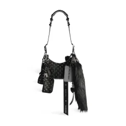 Women's Le Cagole Collector Xs Shoulder Bag With Rhinestones in Black