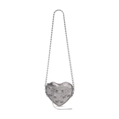 Women's Le Cagole Heart Mini Bag Metallized  in Silver