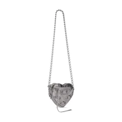 Women's Le Cagole Heart Mini Bag Metallized  in Silver