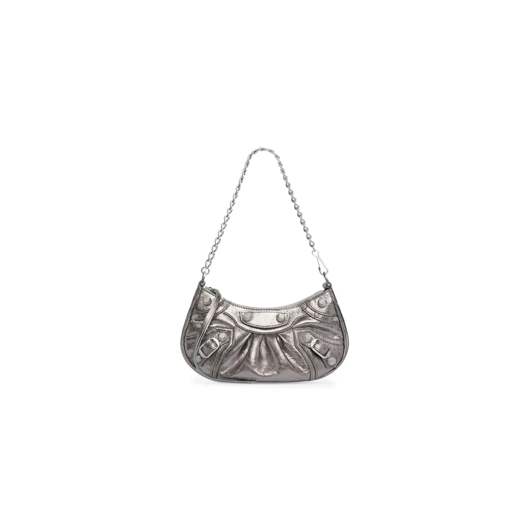 Women's Le Cagole Mini Bag With Chain Metallized in Silver