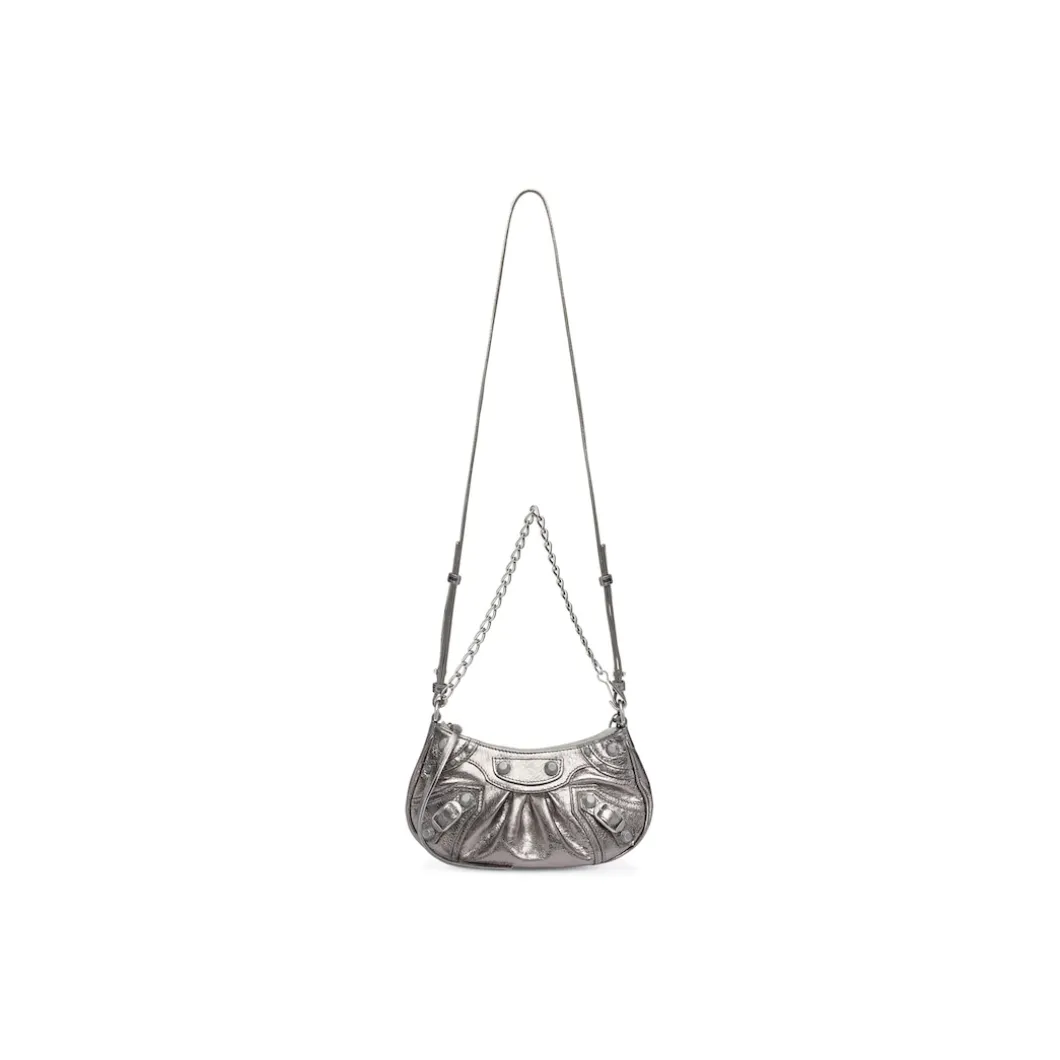 Women's Le Cagole Mini Bag With Chain Metallized in Silver