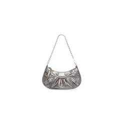 Women's Le Cagole Mini Bag With Chain Metallized in Silver