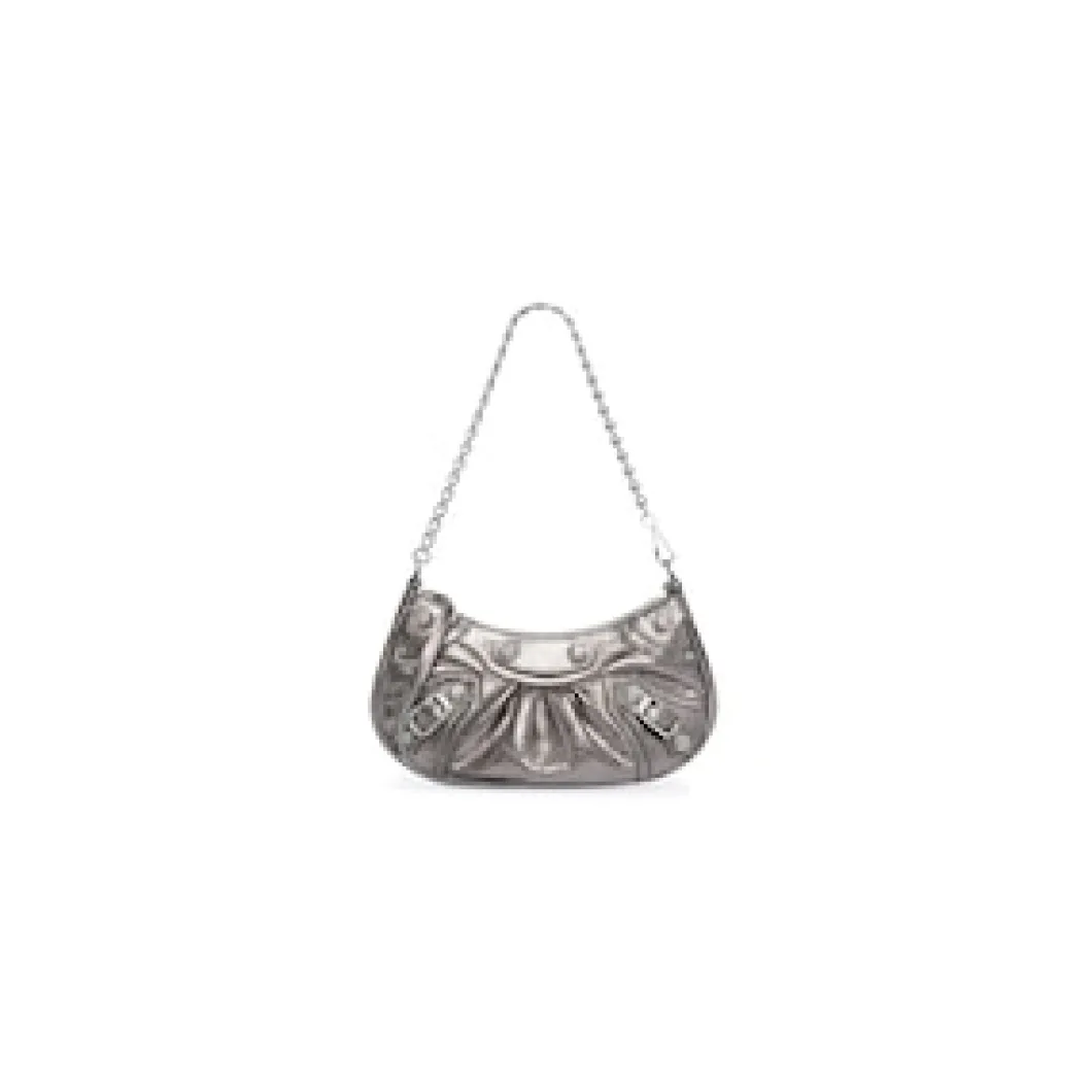 Women's Le Cagole Mini Bag With Chain Metallized in Silver