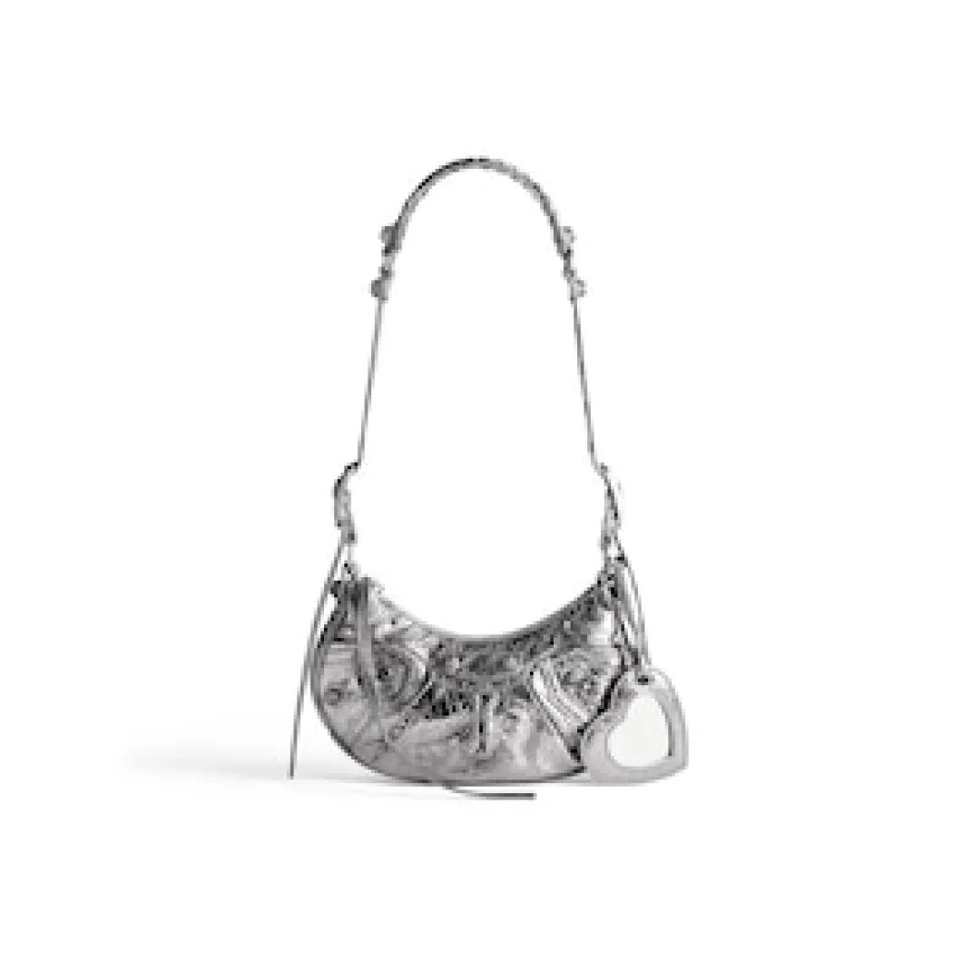 Women's Le Cagole Mini Bag With Chain Metallized in Silver