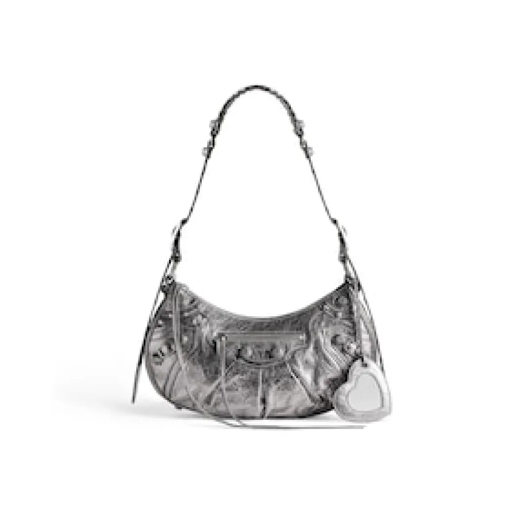 Women's Le Cagole Mini Bag With Chain Metallized in Silver