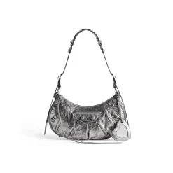 Women's Le Cagole Small Shoulder Bag Metallized in Silver