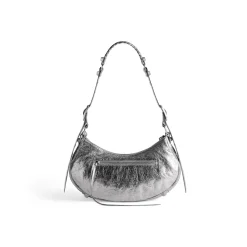 Women's Le Cagole Small Shoulder Bag Metallized in Silver