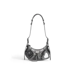 Women's Le Cagole Xs Shoulder Bag Metallized in Dark Grey